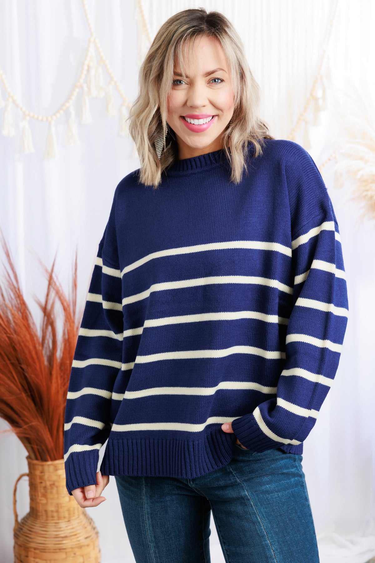 Navy Striped Sweater