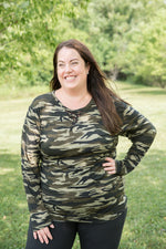 Classy in Camo Lace Top