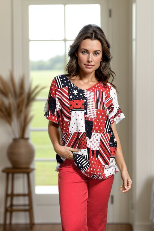 Patched Patriot Top