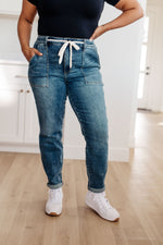 Payton Pull On Denim Judy Blue Joggers in Medium Wash