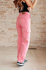 Peggy High Rise Cargo Straight Judy Blue Jeans in Pink