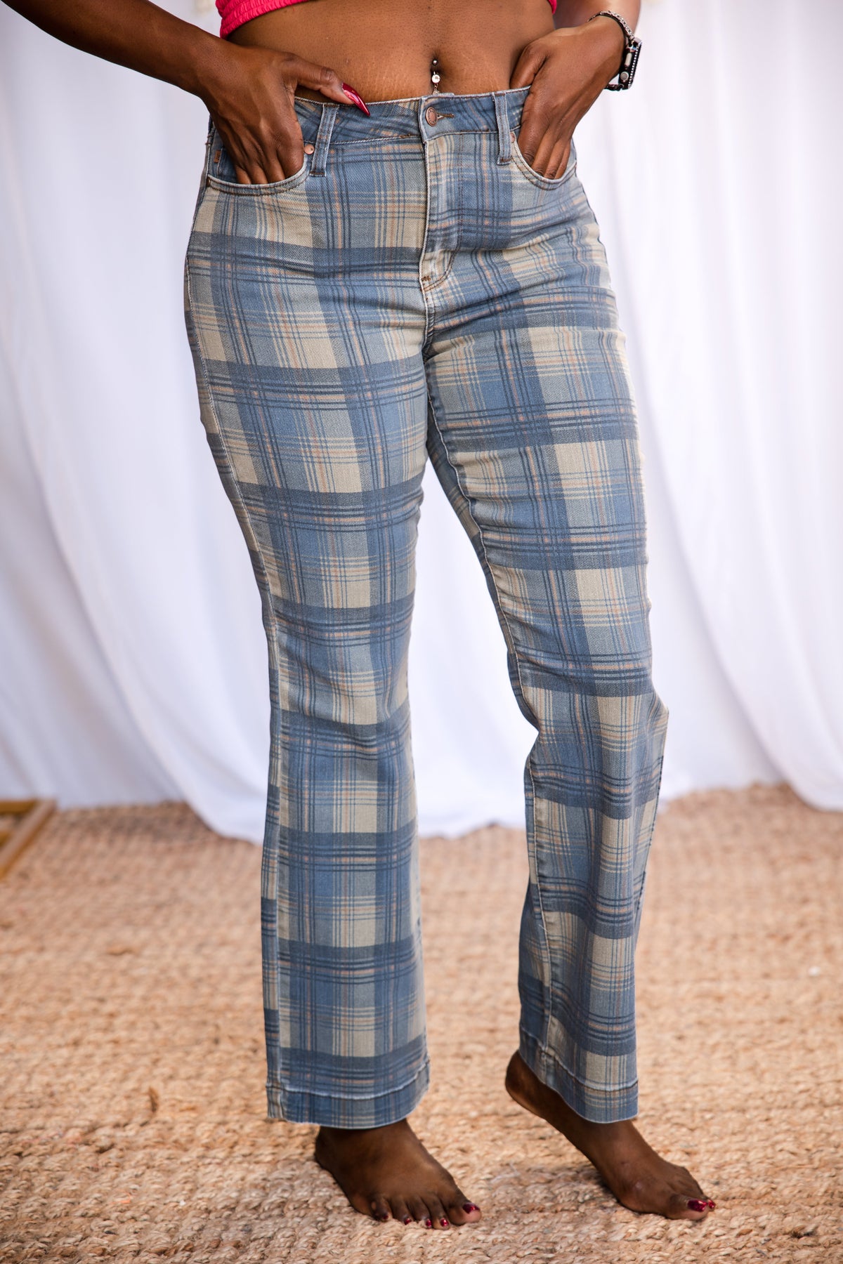 Perfectly Plaid Judy Blue Straight Leg