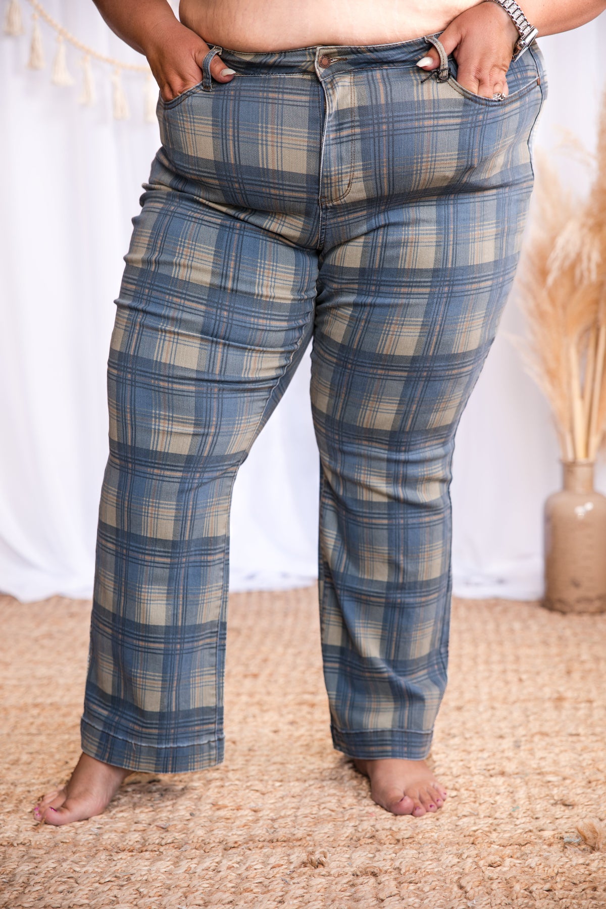 Perfectly Plaid Judy Blue Straight Leg