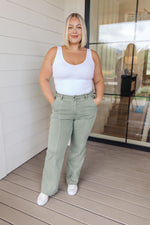 Phoebe High Rise Front Seam Straight Judy Blue Jeans in Sage