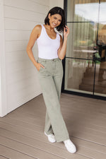 Phoebe High Rise Front Seam Straight Judy Blue Jeans in Sage