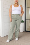 Phoebe High Rise Front Seam Straight Judy Blue Jeans in Sage