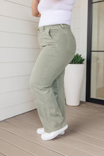 Phoebe High Rise Front Seam Straight Judy Blue Jeans in Sage