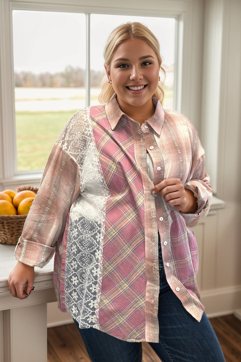 Pink Skies Plaid Button Down