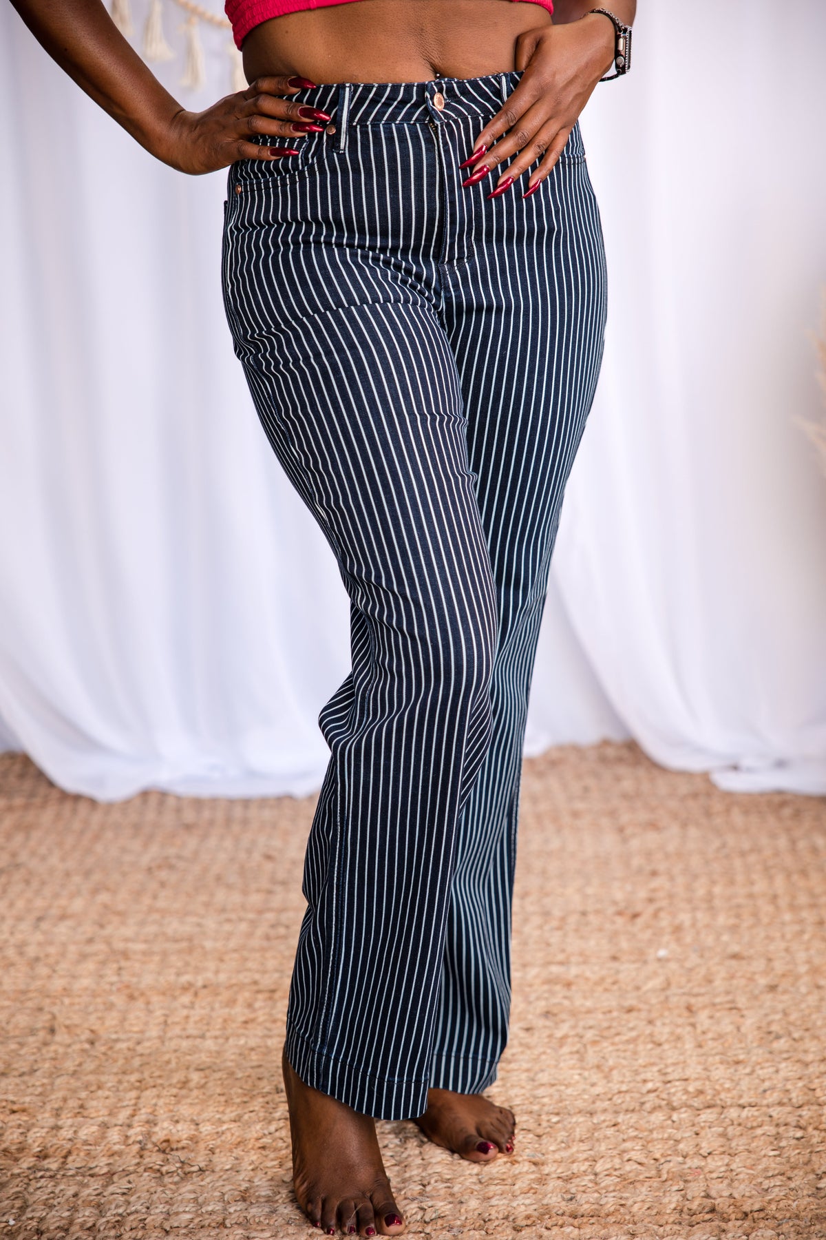 Pinstriped Diva Tummy Control Judy Blues