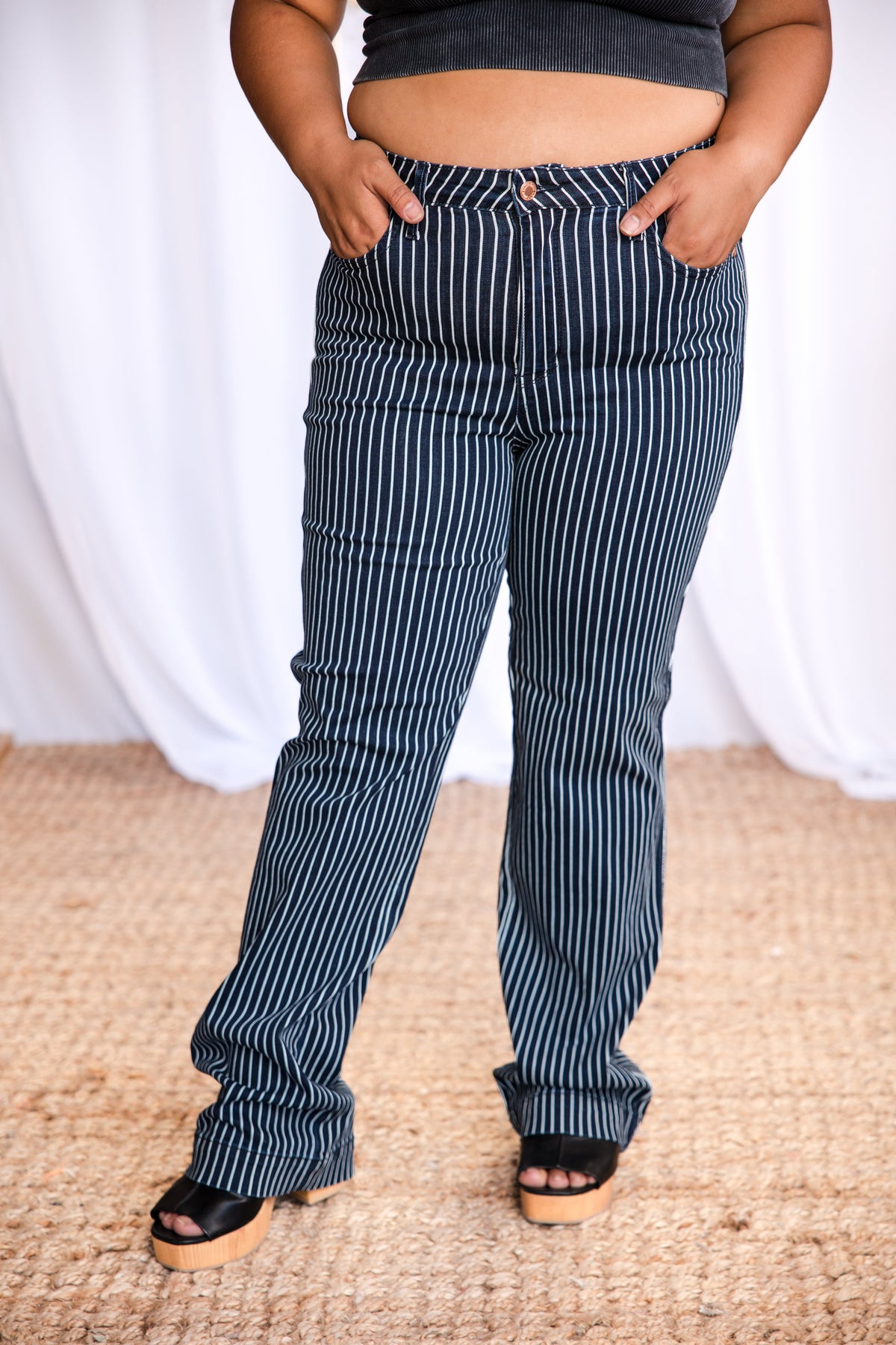 Pinstriped Diva Tummy Control Judy Blues