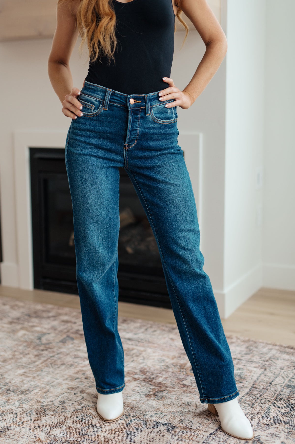 Pippa High Rise Button Fly Straight Judy Blue Jeans