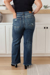 Rose High Rise 90's Straight Judy Blue Jeans in Dark Wash