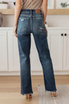 Rose High Rise 90's Straight Judy Blue Jeans in Dark Wash