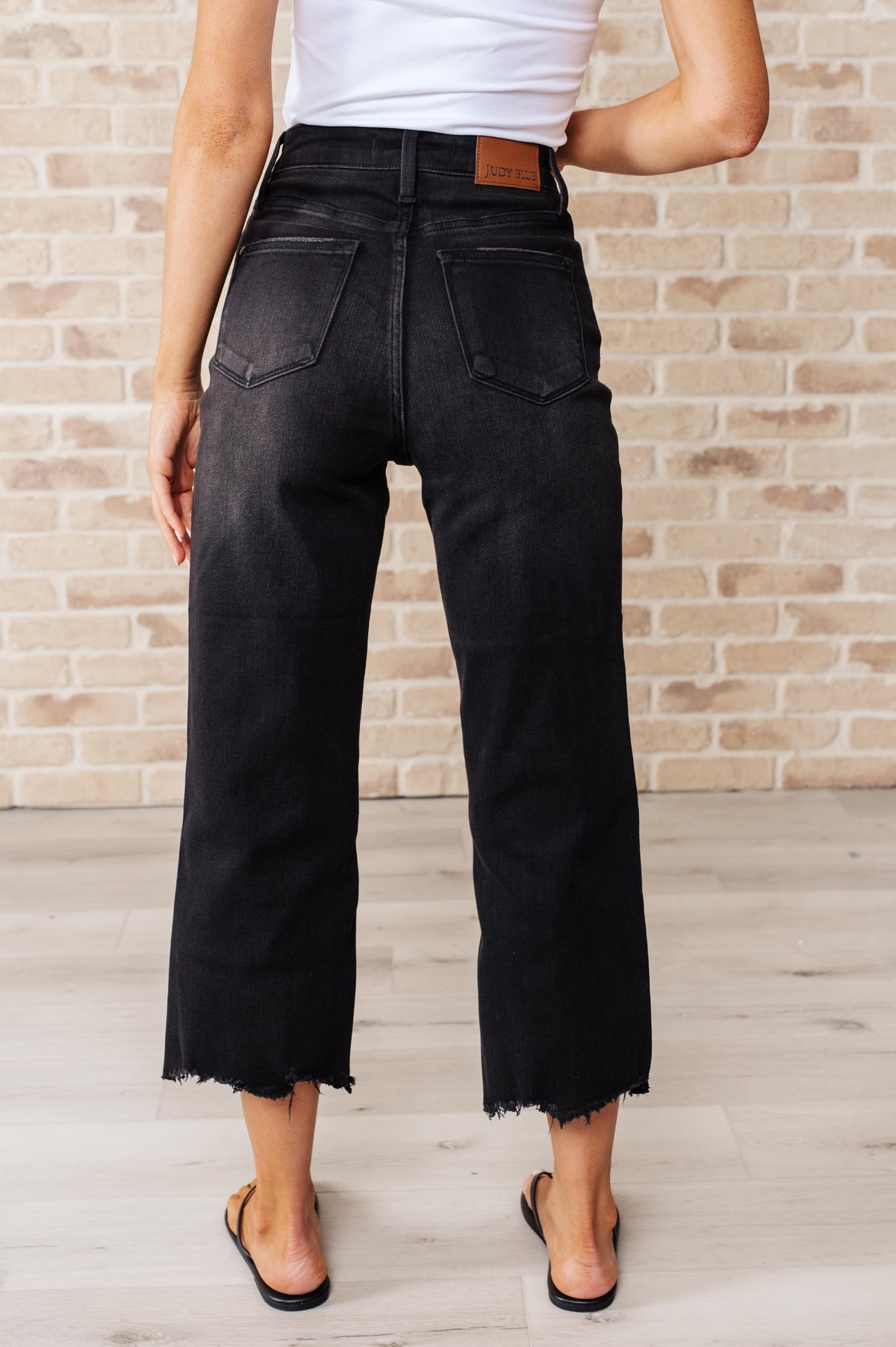 Ryan High Rise Button Fly Wide Leg Crop Judy Blue Jeans