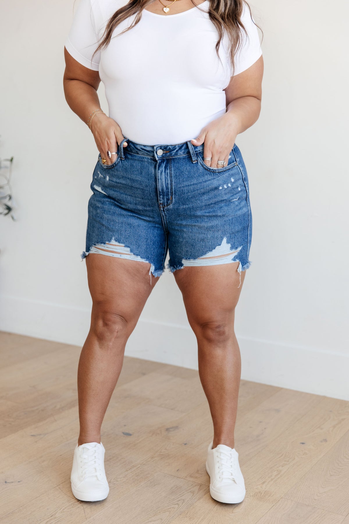 Samantha High Rise Rigid Magic Distressed Cutoff Judy Blue Shorts