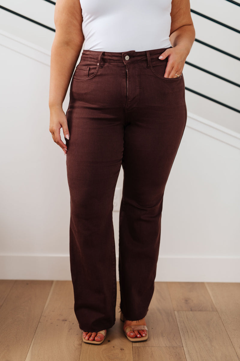 Sienna High Rise Control Top Flare Judy Blue Jeans in Espresso