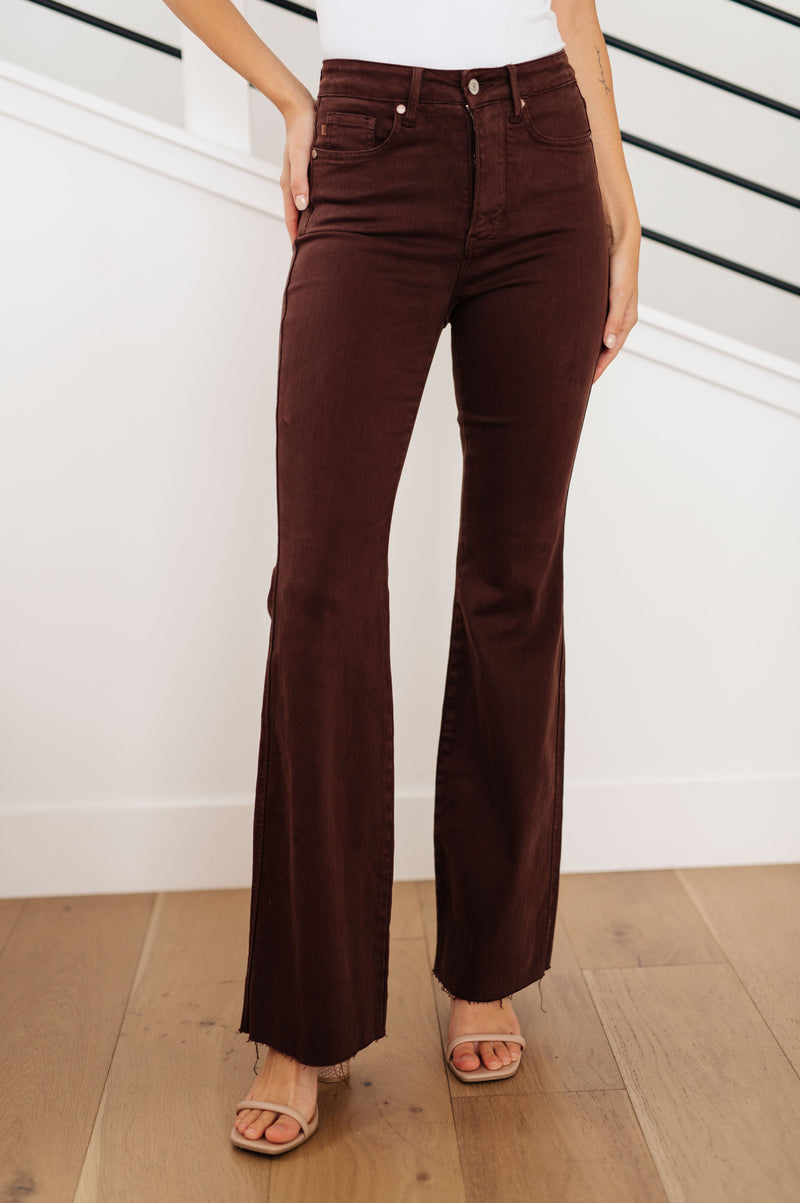 Sienna High Rise Control Top Flare Judy Blue Jeans in Espresso