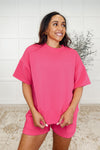 Slow Sunday Ribbed Knit Set in Hot Pink