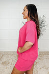 Slow Sunday Ribbed Knit Set in Hot Pink