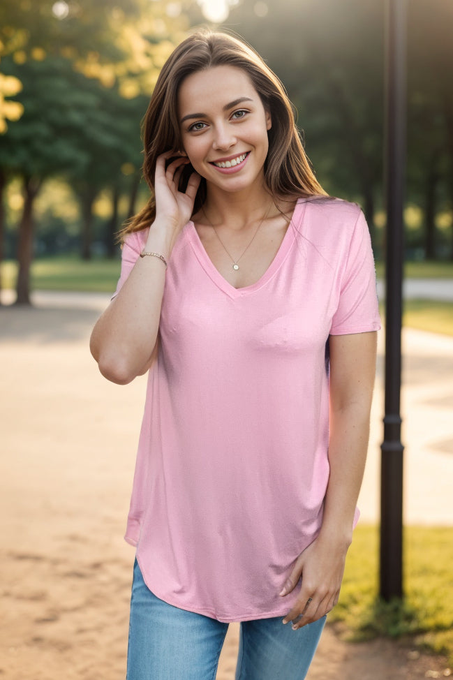 Spring Staple Short Sleeve in Baby Pink