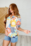 Sunset Serenade Split Neck Blouse in Honey