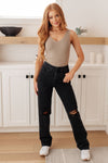 Susannah High Rise Rigid Magic 90's Distressed Straight Judy Blue Jeans in Black