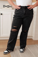 Susannah High Rise Rigid Magic 90's Distressed Straight Judy Blue Jeans in Black