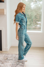 Sylvia Short Sleeve Denim Judy Blue Jumpsuit