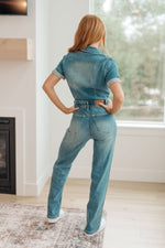 Sylvia Short Sleeve Denim Judy Blue Jumpsuit