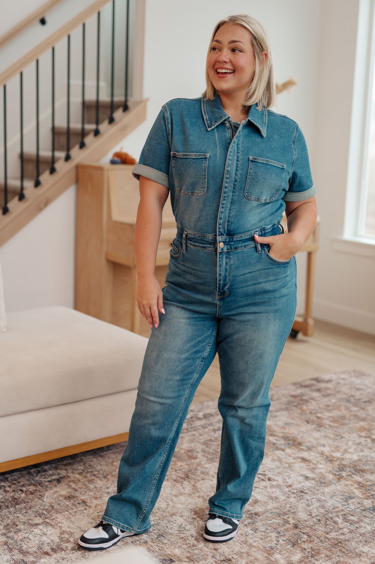 Sylvia Short Sleeve Denim Judy Blue Jumpsuit