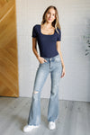 Caroline Mid Rise Control Top Distressed Flare Judy Blue Jeans