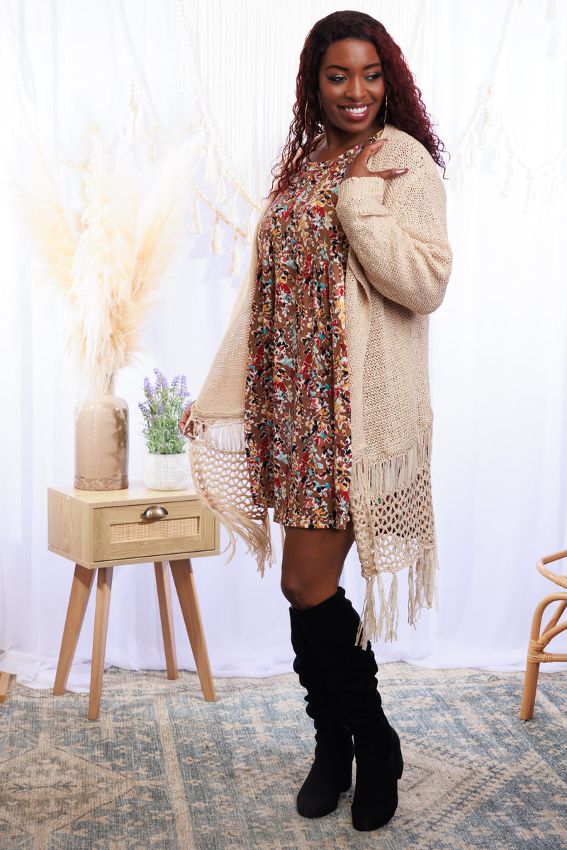 Tiana Fringed Cardigan in Cream