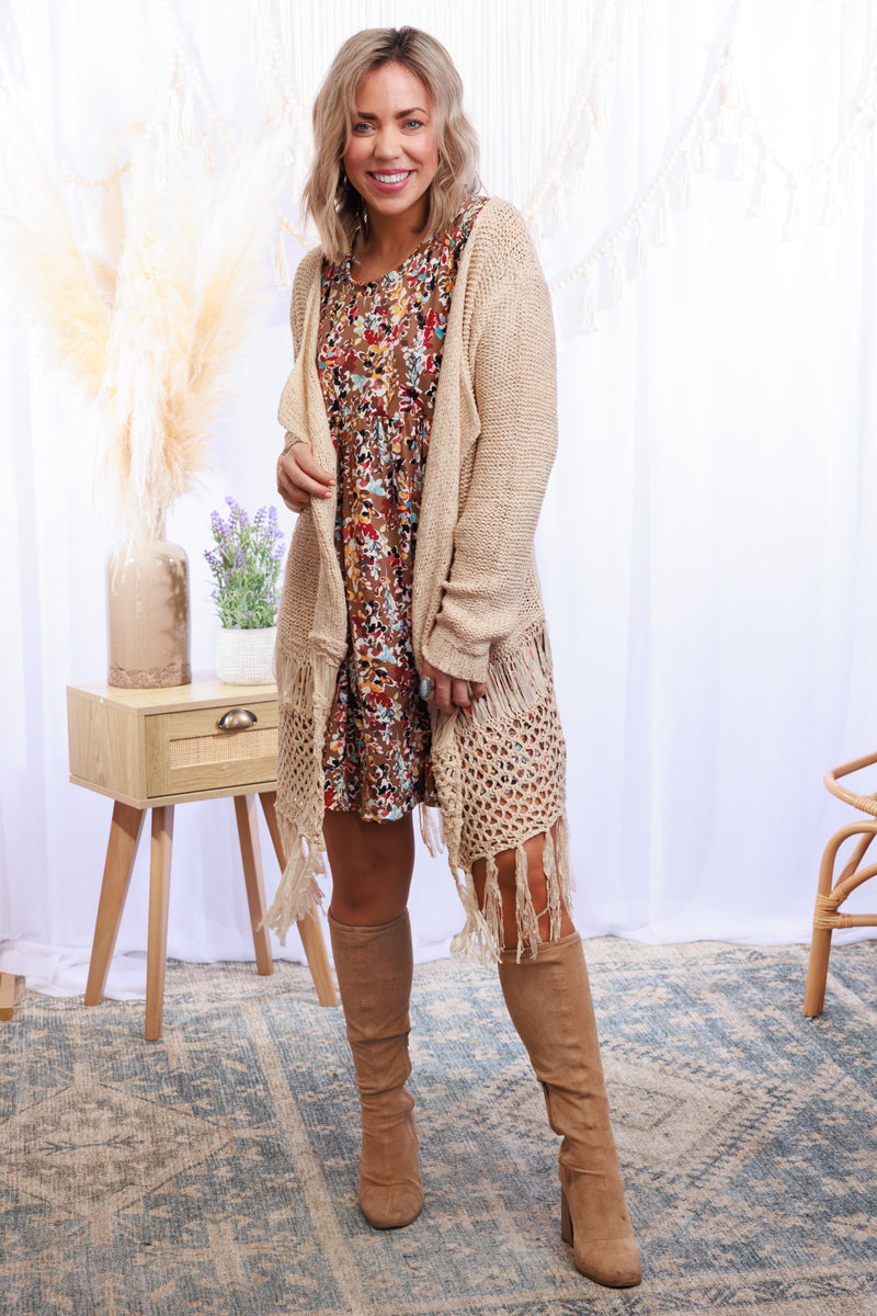 Tiana Fringed Cardigan in Cream