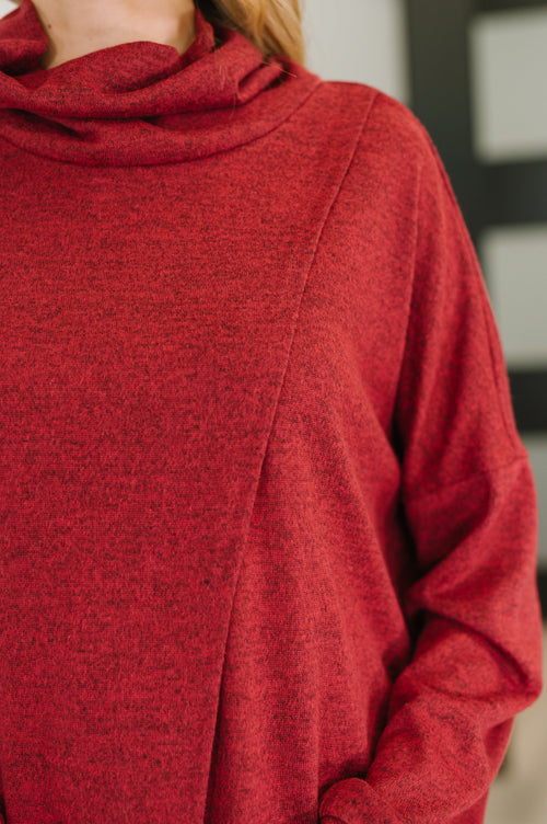 Travel City Scape Turtle Neck Tunic in Wine