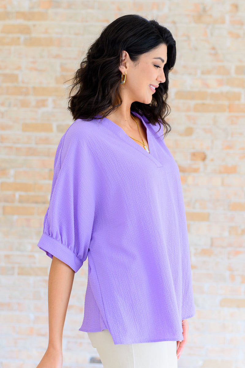 Up For Anything V-Neck Blouse in Lavender