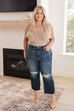 Whitney High Rise Distressed Wide Leg Crop Judy Blue Jeans