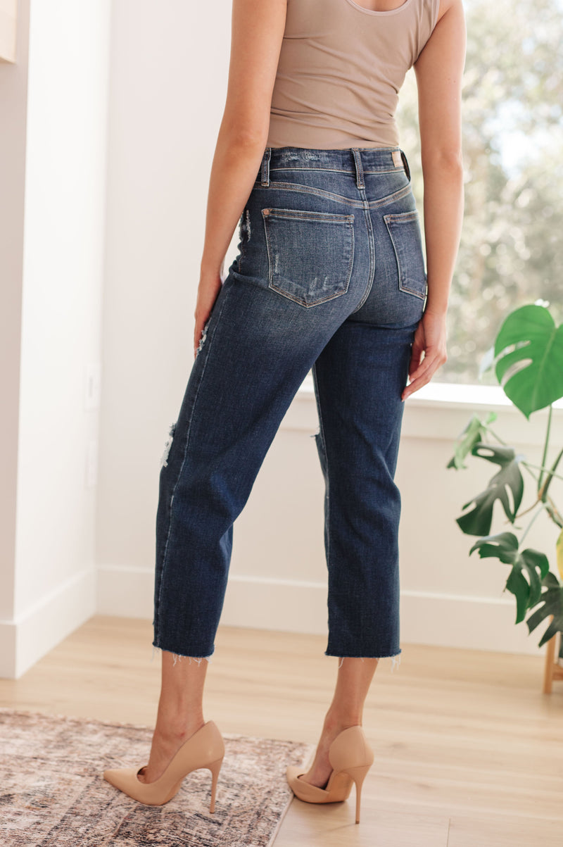 Whitney High Rise Distressed Wide Leg Crop Judy Blue Jeans