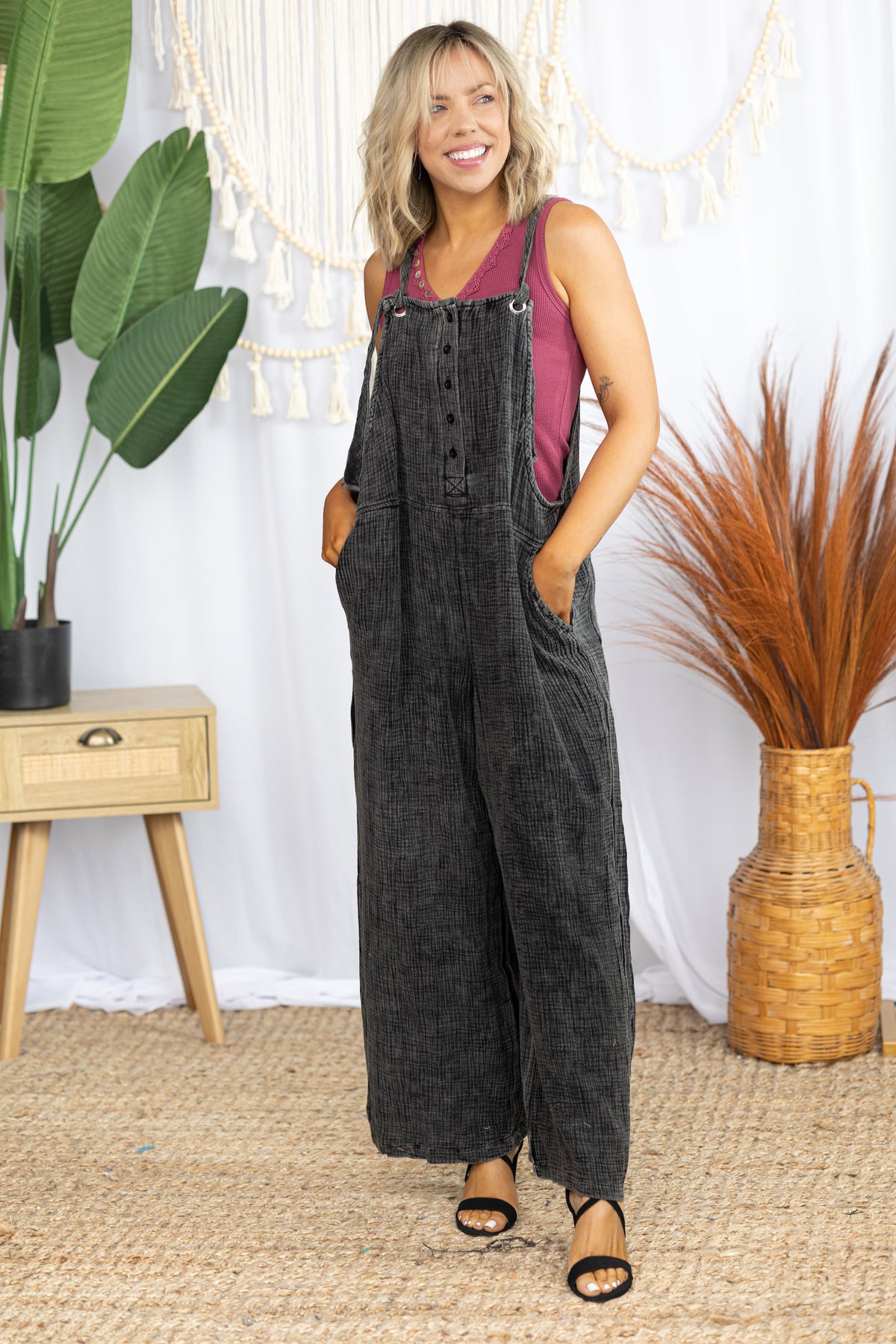 We're Jammin' Mineral Washed Overalls