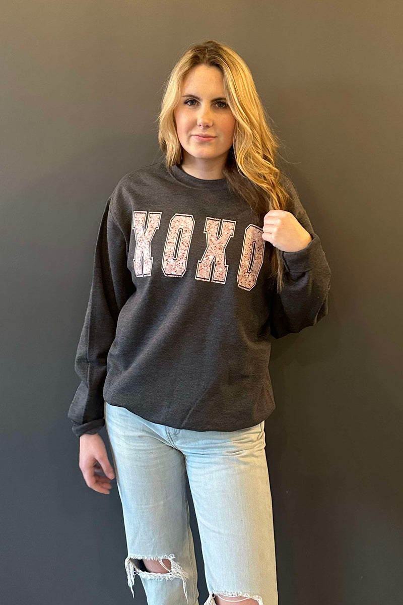 XOXO Faux Glitter Sweatshirt