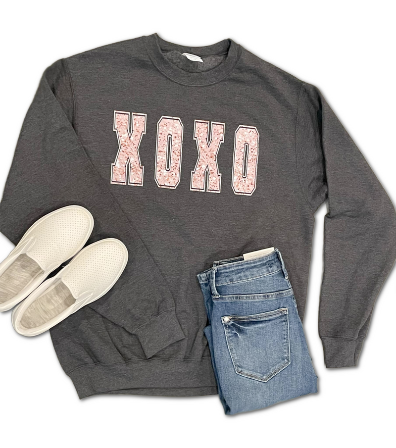 XOXO Faux Glitter Sweatshirt