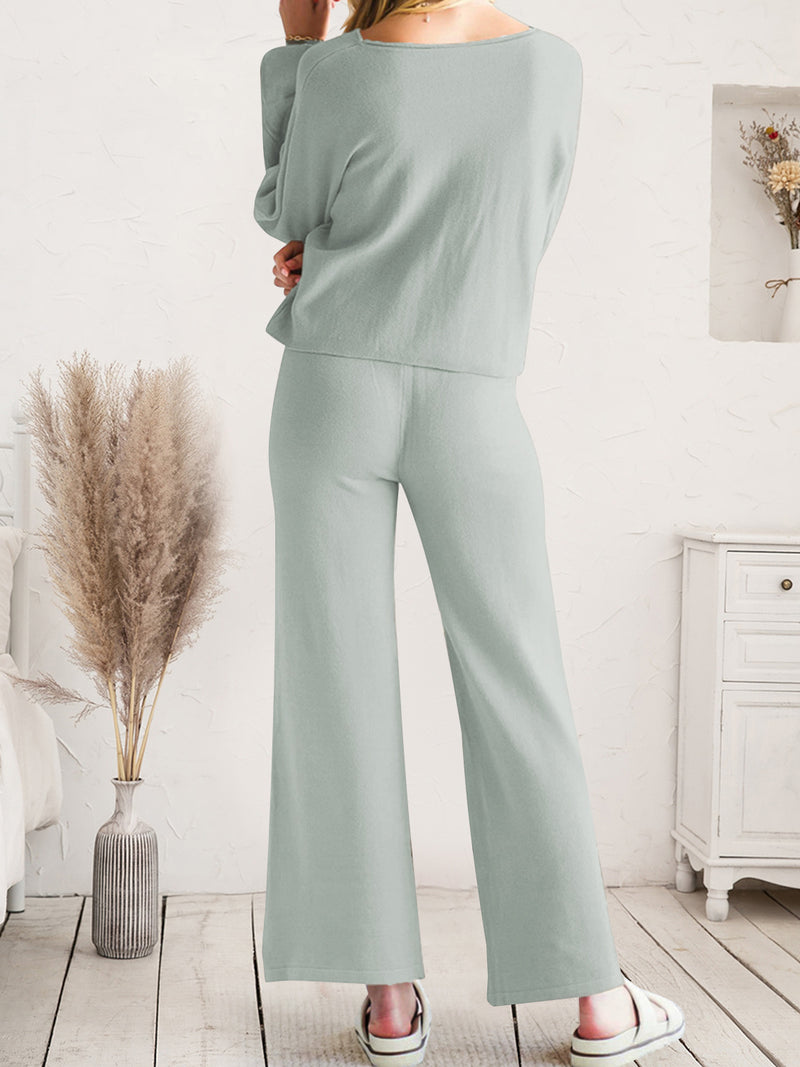 Maddie Long Sleeve Lounge Top and Drawstring Pants Set