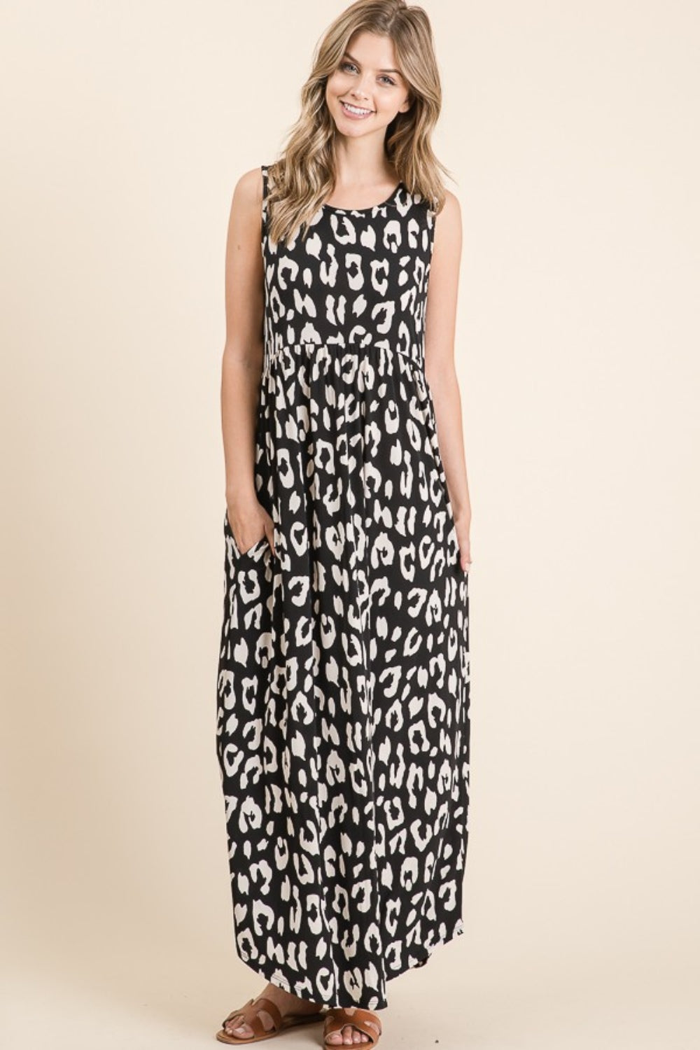 Maya Leopard Maxi Dress with Pockets