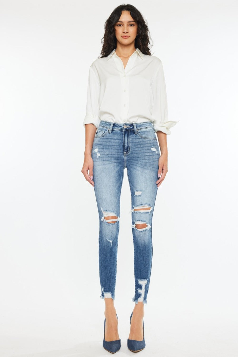 Kerri High Rise Frayed Ankle Skinny Kancan  Jeans