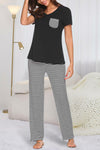 Abbie Short Sleeve Top and Striped Pants Lounge Set