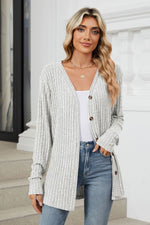 Kelly Ribbed Button Up Long Sleeve Cardigan