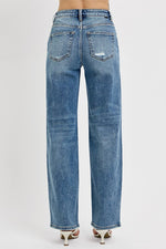 McKayla RISEN Distressed Wide Leg Jeans