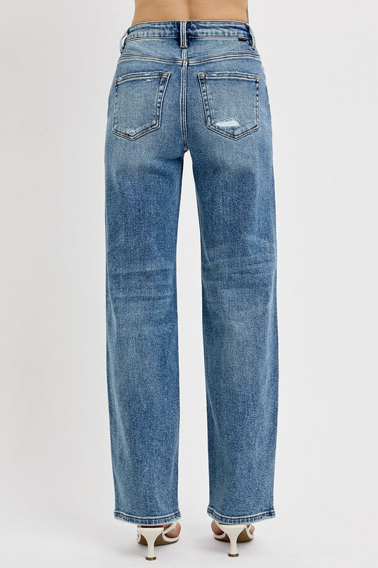 McKayla RISEN Distressed Wide Leg Jeans