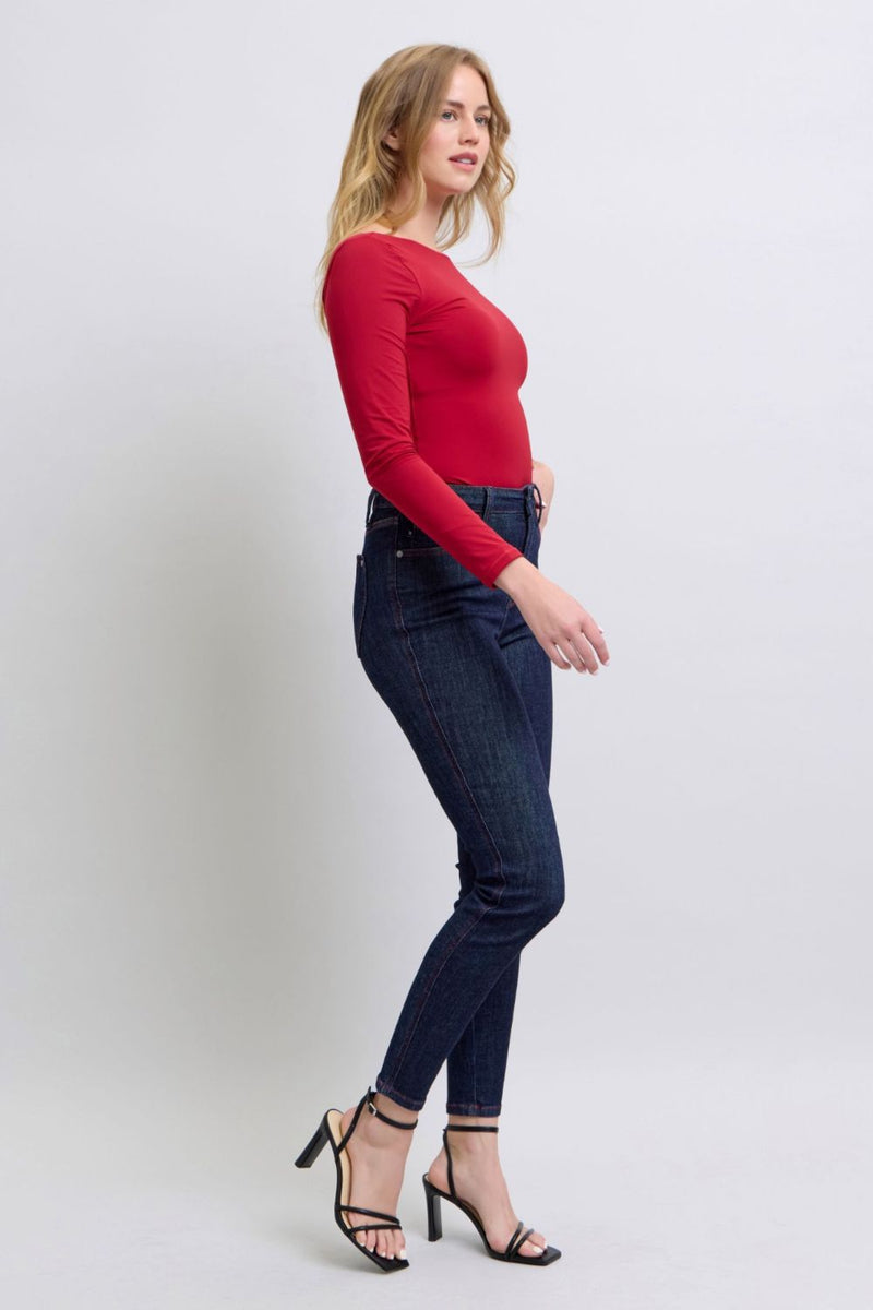 Love Heart Shaped Back Pockets Skinny Judy Blue Jeans