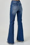 Jennifer RISEN Distressed Button-Fly Flare Jeans