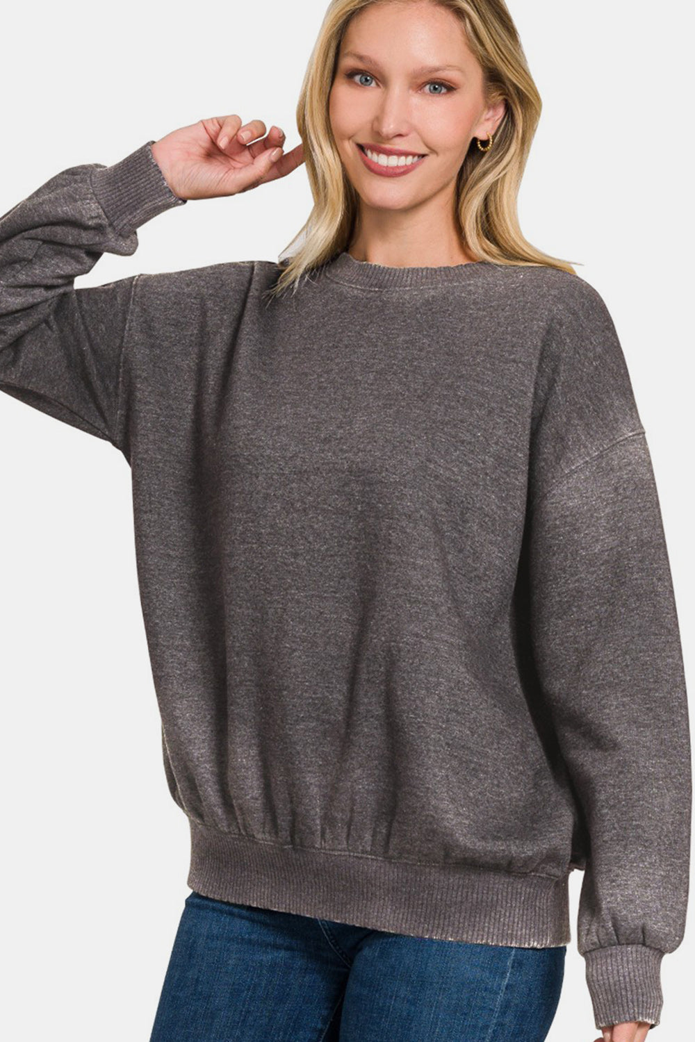 Brooke Acid Wash Fleece Sweatshirt